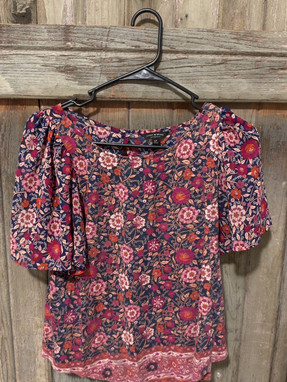 Lucky Brand Navy Floral Blouse - Small